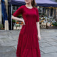 Burgundy Midi Breastfeeding Dress - Stylish Mum