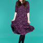 Purple Leopard Midi Breastfeeding Dress - Stylish Mum