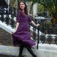 Purple Leopard Midi Breastfeeding Dress - Stylish Mum