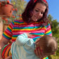 Rainbow Breastfeeding Skater Dress - Stylish Mum
